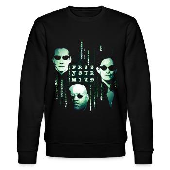 The Matrix Free Your Mind - Stanley/Stella CHANGER Unisex Organic Sweatshirt - black - Front - Nik (191cm) & Marisol (170cm)