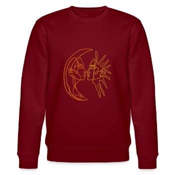 Sun and moon lineart - Stanley/Stella CHANGER Unisex Organic Sweatshirt - burgundy - Front - Nik (191cm) & Marisol (170cm)