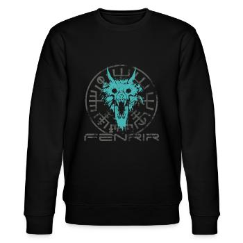 Fenrir Nordischer Wolf Viking & Vegvisir - Stanley/Stella Unisex Bio-Sweatshirt CHANGER  - Schwarz - Vorne - Nik (191cm) & Marisol (170cm)