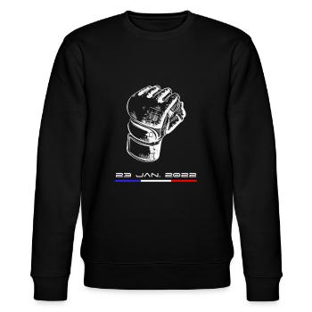 MMA Frankreich - 23. Januar 2022 - Stanley/Stella Unisex Bio-Sweatshirt CHANGER  - Schwarz - Vorne - Nik (191cm) & Marisol (170cm)