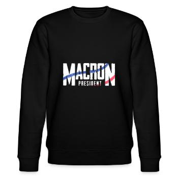MACRON Président 2022 - 2027 - Sweat bio CHANGER Stanley/Stella Unisexe - noir - Devant - Nik (191cm) & Marisol (170cm)