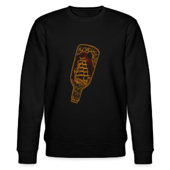 Bateau pirate - bouteille à la mer flash tattoo - Sweat bio CHANGER Stanley/Stella Unisexe - noir - Devant - Nik (191cm) & Marisol (170cm)
