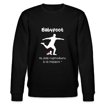 Babyfoot, jeu de mot amusant et original - Sweat bio CHANGER Stanley/Stella Unisexe - noir - Devant - Nik (191cm) & Marisol (170cm)
