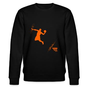 Superheld Dunk, Basketballspieler - Stanley/Stella Unisex Bio-Sweatshirt CHANGER  - Schwarz - Vorne - Nik (191cm) & Marisol (170cm)