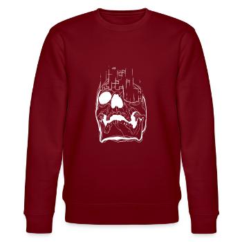 Skull graphic art - Stanley/Stella CHANGER Unisex Organic Sweatshirt - burgundy - Front - Nik (191cm) & Marisol (170cm)