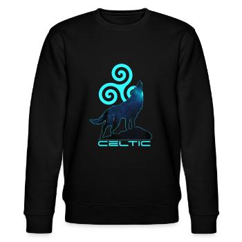 Keltischer Wolf und Triskele bretonisches Symbol - Stanley/Stella Unisex Bio-Sweatshirt CHANGER  - Schwarz - Vorne - Nik (191cm) & Marisol (170cm)
