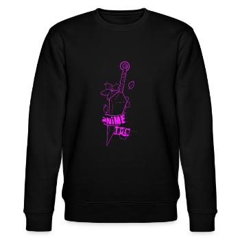 Anime Lover, Kunai Rose Line Art und Floral Comp. - Stanley/Stella Unisex Bio-Sweatshirt CHANGER  - Schwarz - Vorne - Nik (191cm) & Marisol (170cm)