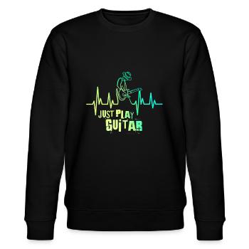 Spielen Sie einfach den Gitarren-Herzschlag - Stanley/Stella Unisex Bio-Sweatshirt CHANGER  - Schwarz - Vorne - Nik (191cm) & Marisol (170cm)