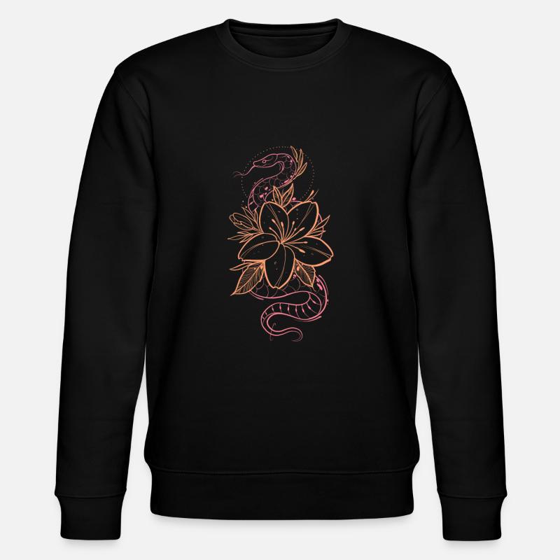 Kompositionsstil Schlange und Blumen Tattoo - Stanley/Stella Unisex Bio-Sweatshirt CHANGER  - Schwarz