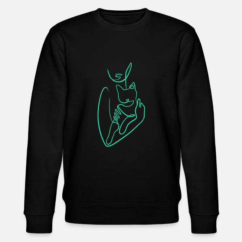 Single line cat love - Stanley/Stella CHANGER Unisex Organic Sweatshirt - black