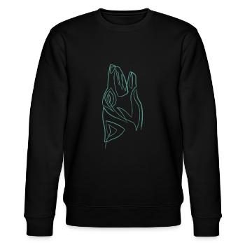 Wolfs Kopf eine Linie - Stanley/Stella Unisex Bio-Sweatshirt CHANGER  - Schwarz - Vorne - Nik (191cm) & Marisol (170cm)