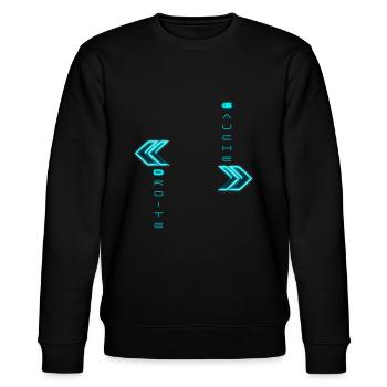 Droite et gauche flèche style néon turquoise - Sweat bio CHANGER Stanley/Stella Unisexe - noir - Devant - Nik (191cm) & Marisol (170cm)