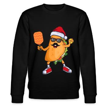 Taco with Santa Hat Playing Pickleball Christmas - Stanley/Stella CHANGER Unisex Organic Sweatshirt - black - Front - Nik (191cm) & Marisol (170cm)