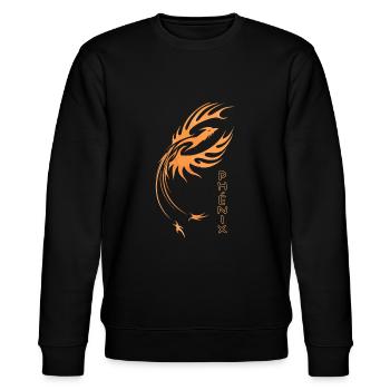 Phoenix, orangefarbener Feuervogel Logo Kunst - Stanley/Stella Unisex Bio-Sweatshirt CHANGER  - Schwarz - Vorne - Nik (191cm) & Marisol (170cm)