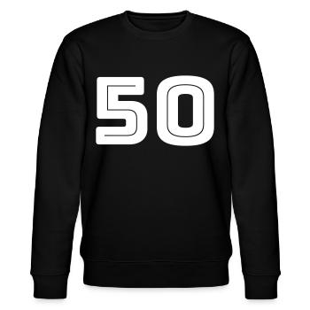 Zahl 50 - Geburtstag - Trikotnummer - Stanley/Stella Unisex Bio-Sweatshirt CHANGER  - Schwarz - Vorne - Nik (191cm) & Marisol (170cm)