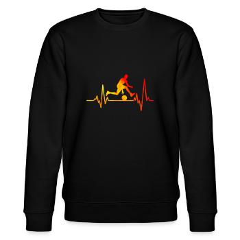 Basketball Elektrokardiogramm orange / gelb - Stanley/Stella Unisex Bio-Sweatshirt CHANGER  - Schwarz - Vorne - Nik (191cm) & Marisol (170cm)