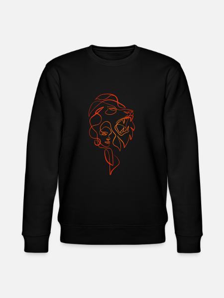 Lion one line art - Stanley/Stella CHANGER Unisex Organic Sweatshirt - black