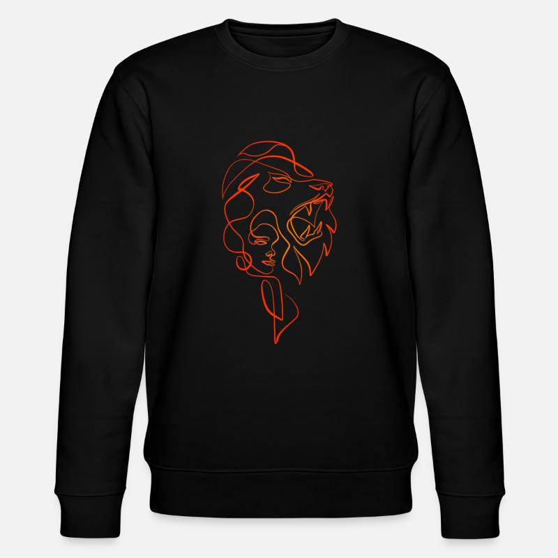 Lion Einzeilige Kunst - Stanley/Stella Unisex Bio-Sweatshirt CHANGER  - Schwarz