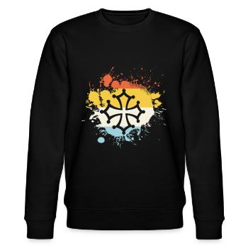 Croix Occitanie Splash Art - Stanley/Stella Unisex Bio-Sweatshirt CHANGER  - Schwarz - Vorne - Nik (191cm) & Marisol (170cm)