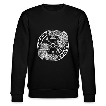 Hugin & Munin Rabenmythologie Vikigns - Stanley/Stella Unisex Bio-Sweatshirt CHANGER  - Schwarz - Vorne - Nik (191cm) & Marisol (170cm)