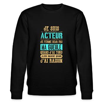 Je suis acteur ! - Sweat bio CHANGER Stanley/Stella Unisexe - noir - Devant - Nik (191cm) & Marisol (170cm)