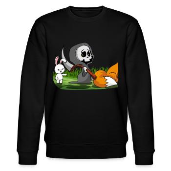 Kleiner Hase bestellt Sensenmann - Stanley/Stella Unisex Bio-Sweatshirt CHANGER  - Schwarz - Vorne - Nik (191cm) & Marisol (170cm)
