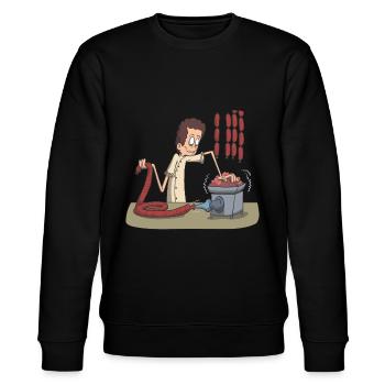 Metzger Messer Fleisch Wurst - Stanley/Stella Unisex Bio-Sweatshirt CHANGER  - Schwarz - Vorne - Nik (191cm) & Marisol (170cm)