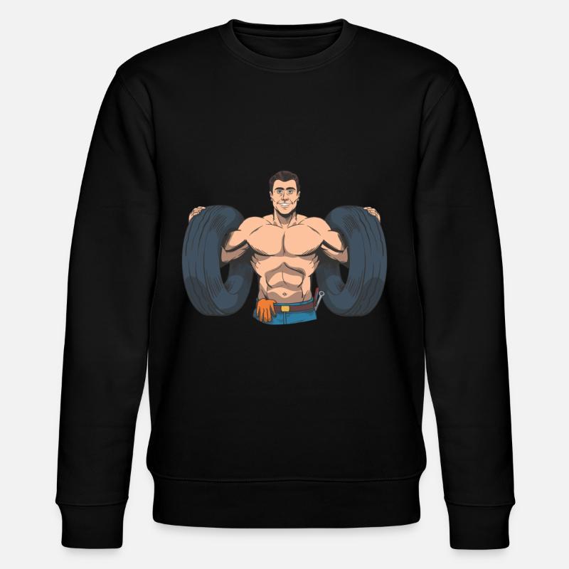 Automechaniker mit Autoreifen - Stanley/Stella Unisex Bio-Sweatshirt CHANGER  - Schwarz