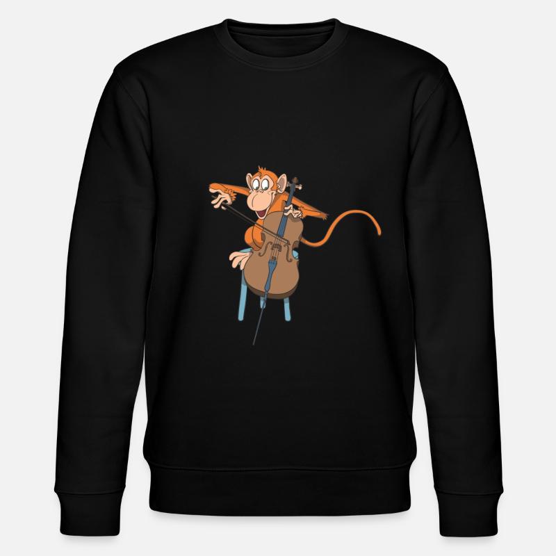 Affe spielt Cello - Stanley/Stella Unisex Bio-Sweatshirt CHANGER  - Schwarz