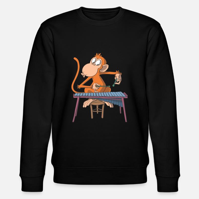 Affe spielt Marimba Xylophon - Stanley/Stella Unisex Bio-Sweatshirt CHANGER - Schwarz
