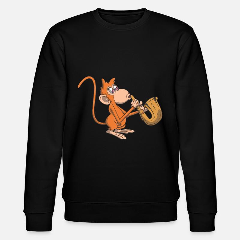 Affe spielt Saxophon - Stanley/Stella Unisex Bio-Sweatshirt CHANGER  - Schwarz