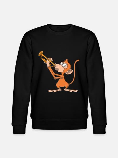 Affe spielt Trompete - Stanley/Stella Unisex Bio-Sweatshirt CHANGER - Schwarz