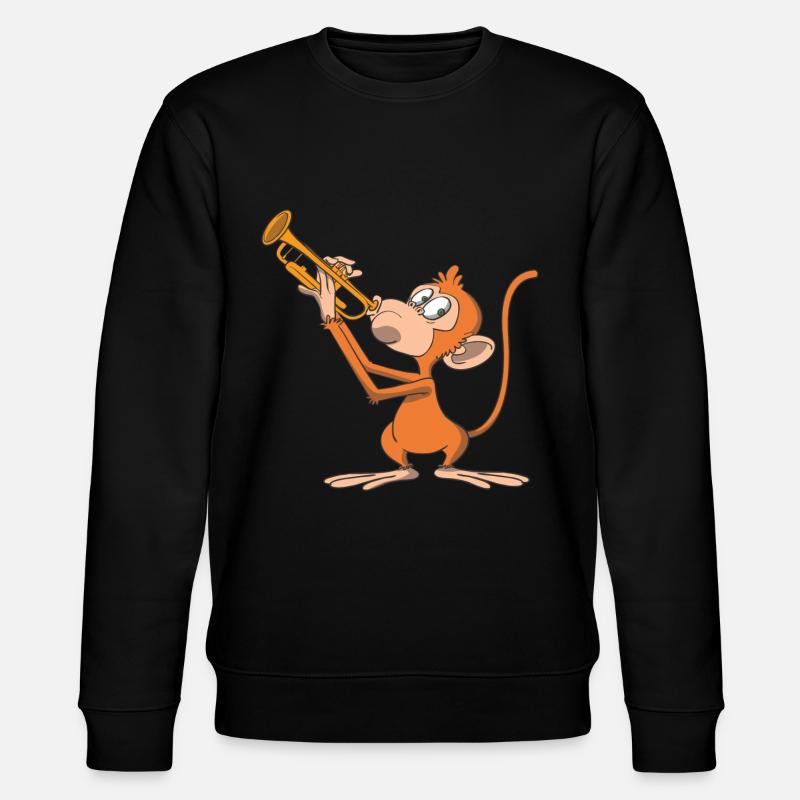 Monkey plays the trumpet - Stanley/Stella CHANGER Unisex Organic Sweatshirt - black