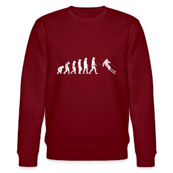 Skifahrer Skifahren Wintersportler Evolution - Stanley/Stella Unisex Bio-Sweatshirt CHANGER  - Burgunderrot - Vorne - Nik (191cm) & Marisol (170cm)
