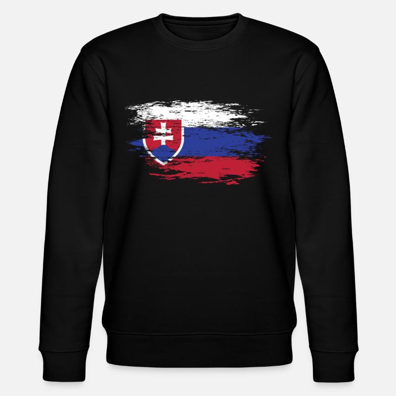 Slovakia Wall Map Flag used - Stanley/Stella CHANGER Unisex Organic Sweatshirt - black
