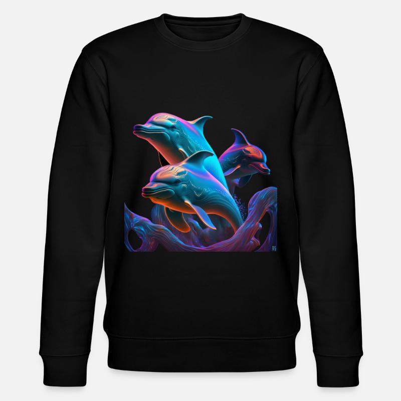 Blue dolphin playing - Stanley/Stella CHANGER Unisex Organic Sweatshirt - black