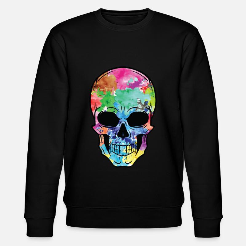 Bunter Totenkopf - Stanley/Stella Unisex Bio-Sweatshirt CHANGER  - Schwarz