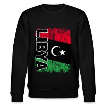 LIBYEN FLAGGE Libysche Fahne Lybien Libya retro - Stanley/Stella Unisex Bio-Sweatshirt CHANGER  - Schwarz - Vorne - Nik (191cm) & Marisol (170cm)