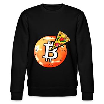 bitcoin pizza BTC crypto currency blockchain - Stanley/Stella CHANGER Unisex Organic Sweatshirt - black - Front - Nik (191cm) & Marisol (170cm)
