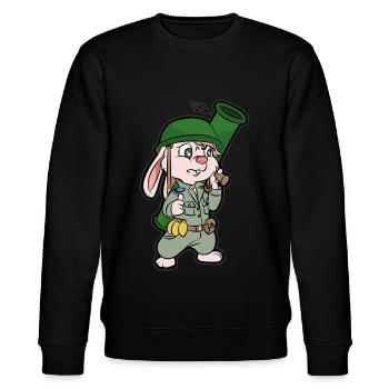 Bundeswehr Hase Häschen Militär Panzerfaust Armee - Stanley/Stella Unisex Bio-Sweatshirt CHANGER  - Schwarz - Vorne - Nik (191cm) & Marisol (170cm)