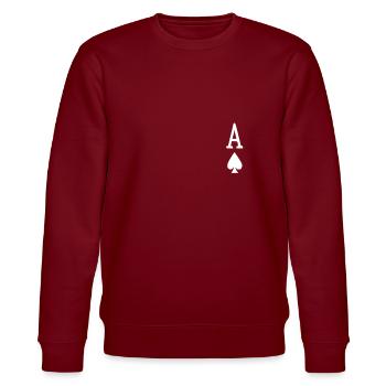 ACe of Spades Poker Shirt - Stanley/Stella CHANGER Unisex Organic Sweatshirt - burgundy - Front - Nik (191cm) & Marisol (170cm)