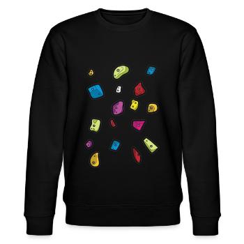 Boulder Bouldern Klettern Griffe Kletterhalle - Stanley/Stella Unisex Bio-Sweatshirt CHANGER  - Schwarz - Vorne - Nik (191cm) & Marisol (170cm)