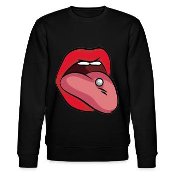 Tongue piercing - Stanley/Stella CHANGER Unisex Organic Sweatshirt - black - Front - Nik (191cm) & Marisol (170cm)