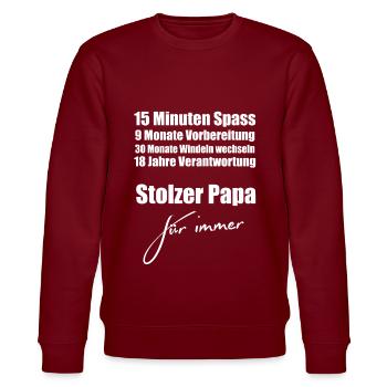 Geschenk für den stolzen frischgebackenen Papa - Stanley/Stella Unisex Bio-Sweatshirt CHANGER  - Burgunderrot - Vorne - Nik (191cm) & Marisol (170cm)