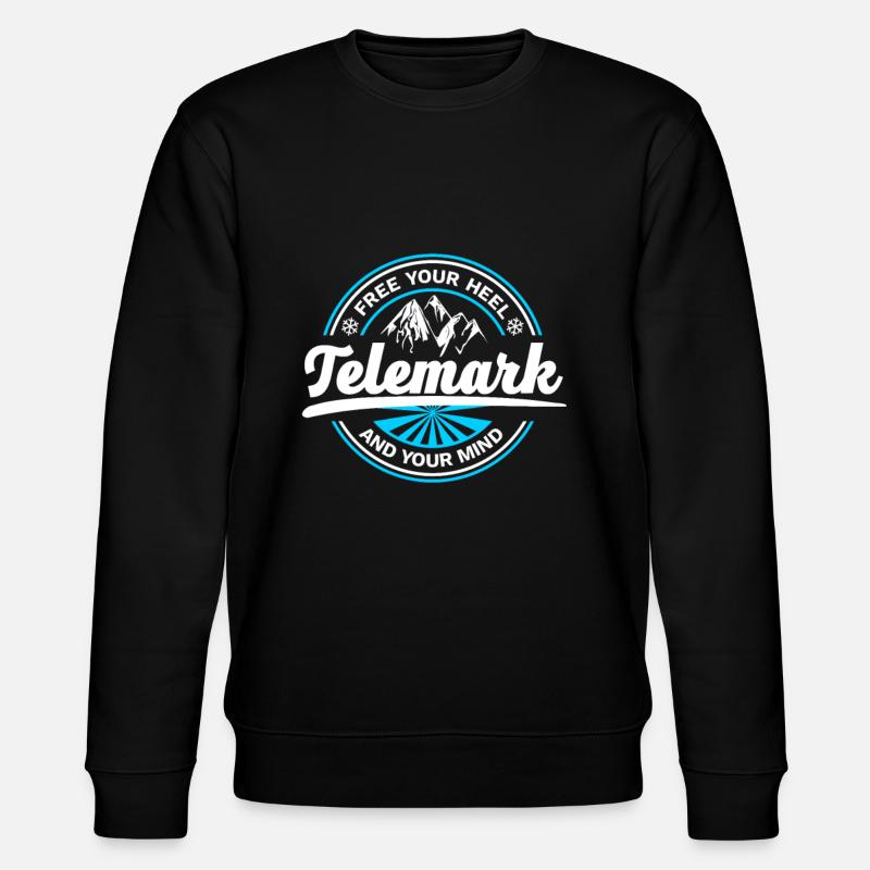 Telemark Ski Retro 4 - Stanley/Stella CHANGER unisex luomu-collegepaita - musta