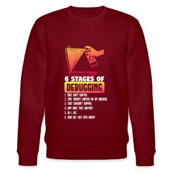 6 Stages Of Debugging - Stanley/Stella Unisex Bio-Sweatshirt CHANGER  - Burgunderrot - Vorne - Nik (191cm) & Marisol (170cm)