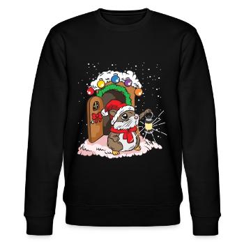 Süßer Hamster Weihnachten Meerschweinchen Haus - Stanley/Stella Unisex Bio-Sweatshirt CHANGER  - Schwarz - Vorne - Nik (191cm) & Marisol (170cm)