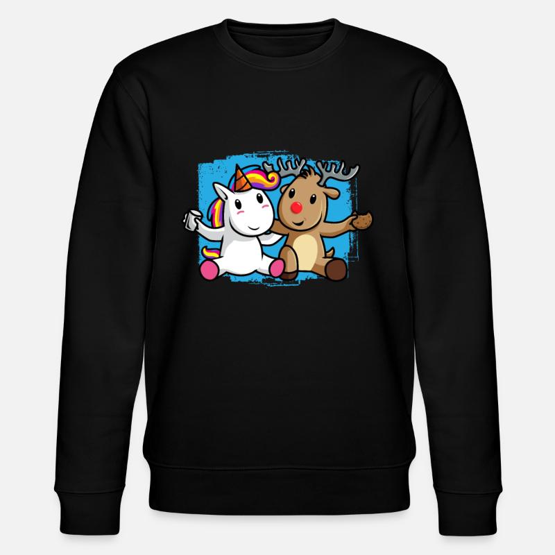Einhorn Rentier Freundschaft - Stanley/Stella Unisex Bio-Sweatshirt CHANGER  - Schwarz