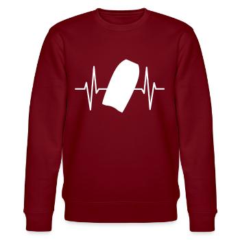 Bodyboard heartbeat watersports waves gift - Stanley/Stella CHANGER Unisex Organic Sweatshirt - burgundy - Front - Nik (191cm) & Marisol (170cm)