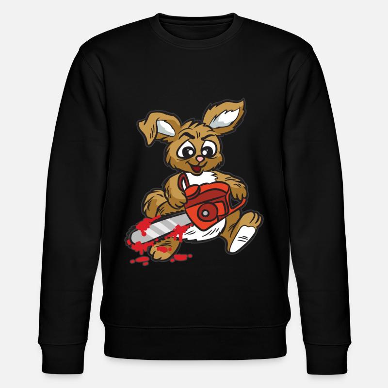 evil rabbit with chainsaw - Stanley/Stella CHANGER Unisex Organic Sweatshirt - black